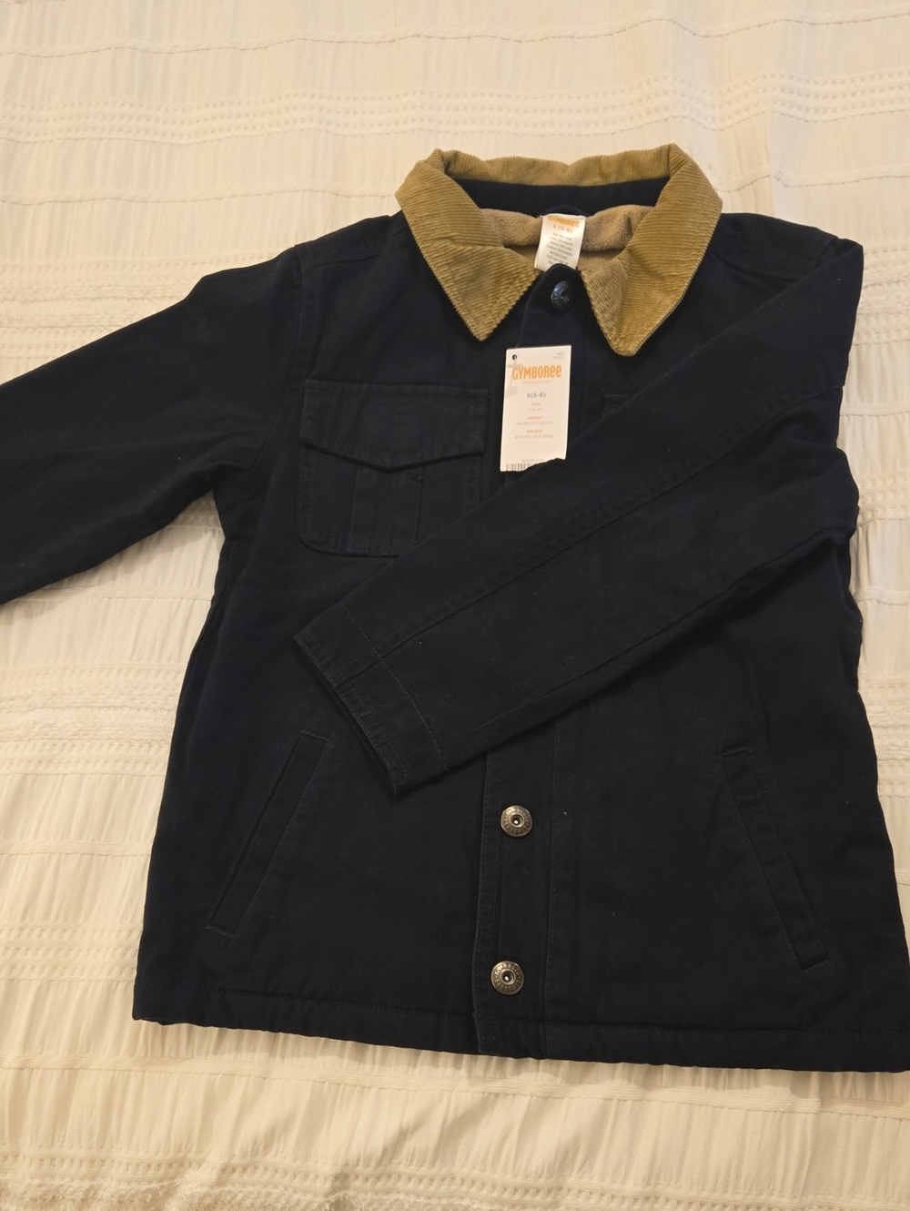 Gymboree Navy Jacket with Tan Corduroy Collar